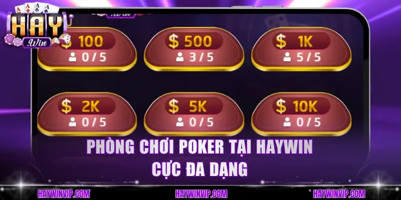 Phòng chơi Poker tại HayWin cực đa dạng